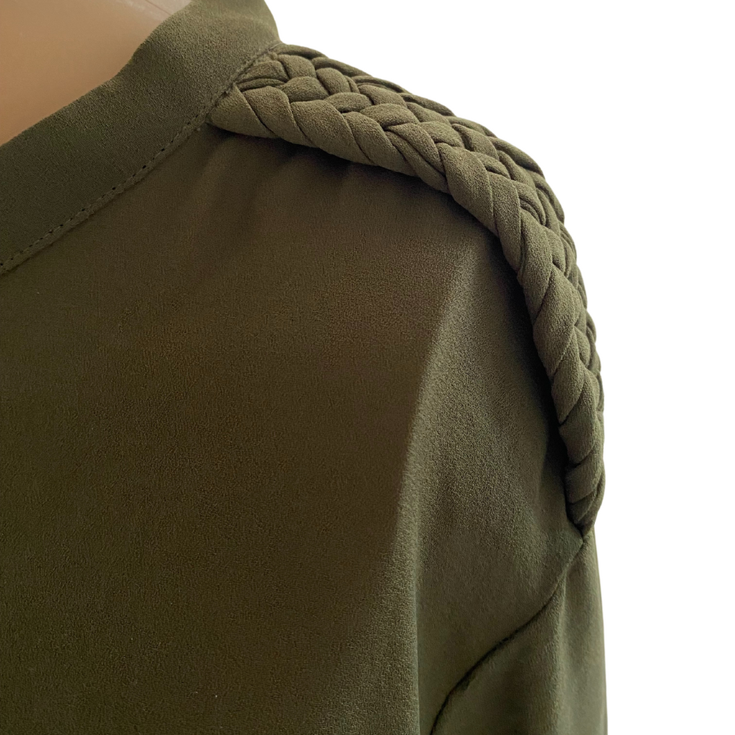 Zara Military Epaulettes Mandarin Collar Blouse