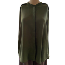 Load image into Gallery viewer, Zara Military Epaulettes Mandarin Collar Blouse
