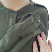 Load image into Gallery viewer, Zara Military Epaulettes Mandarin Collar Blouse
