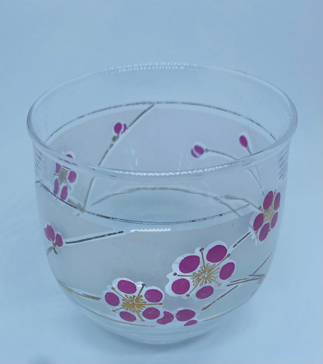 Set of 6 Golden Sakura Frosted Glass Teacups