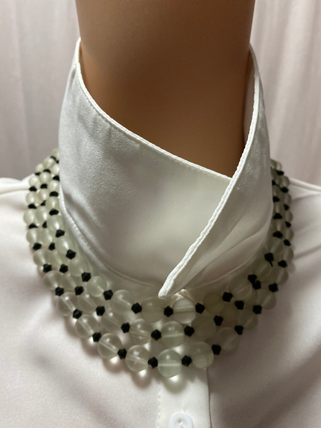 Matt Black & White Agate Pearl Necklace